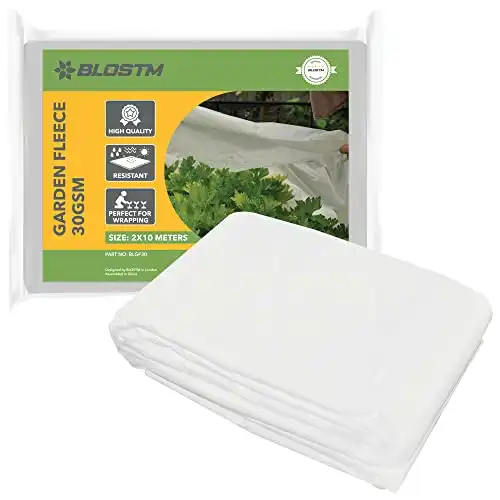 BLOSTM Garden Fleece Plant Protection - Durable Cloth Winter Frost Protection For Plants Protects Up To -6°C, Garden Fleece Plant Protection Roll to Stop Birds, Insects & Pests - 30 Gsm 2M x 10M
