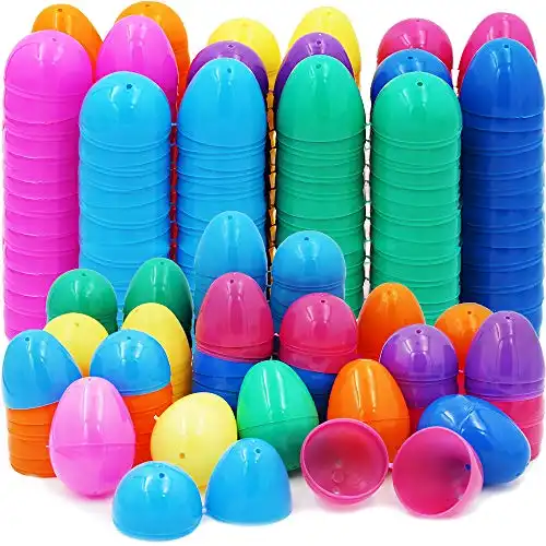 The Dreidel Company Fillable Easter Eggs with Hinge Bulk Colorful Bright Plastic Easter Eggs, Perfect for Easter Egg Hunt, Suprise Egg, Easter Hunt, 2.25" Assorted Colors (50-Pack)