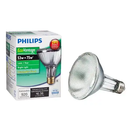 Philips Halogen PAR30L Flood Light, 920 Lumen, Bright White Light (2900K), 53W=75W, E26 Base, 1-Pack